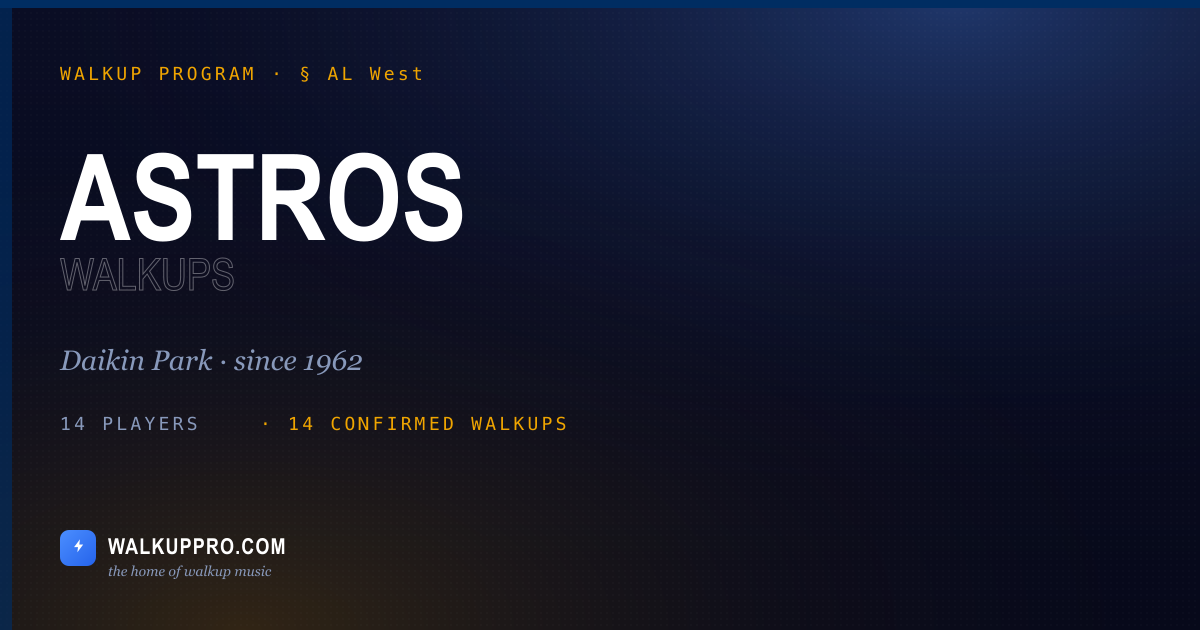 Walkp Houston Astros Walk-Up Songs 2026 — All 35 Players, Updated Nightly ...