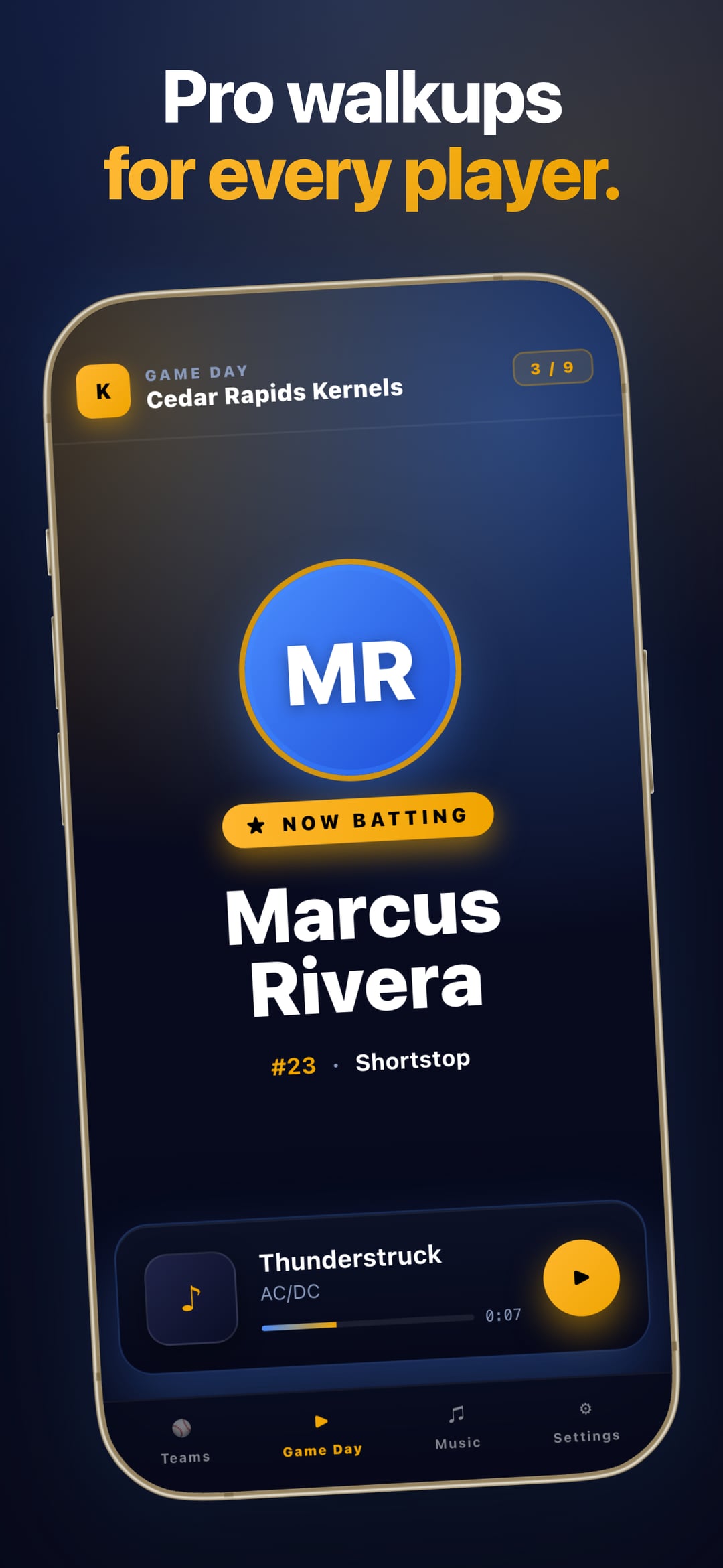 Walkup Pro iPhone screenshot — Now Batting